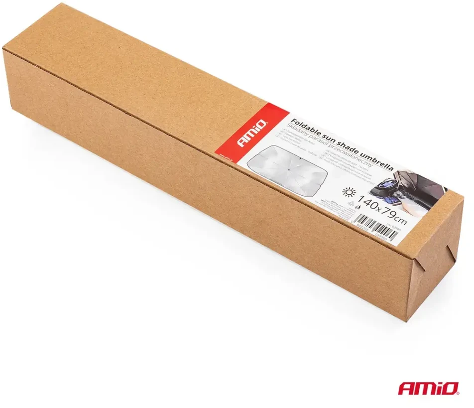Sulankstoma priekinio stiklo saulės apsauga – skėtis 140x79 cm AMIO-02906
