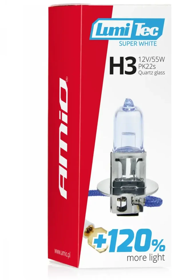Halogeninė lemputė H3 12V 55W „Lumitec Super Baltas“ +120% amio-02136