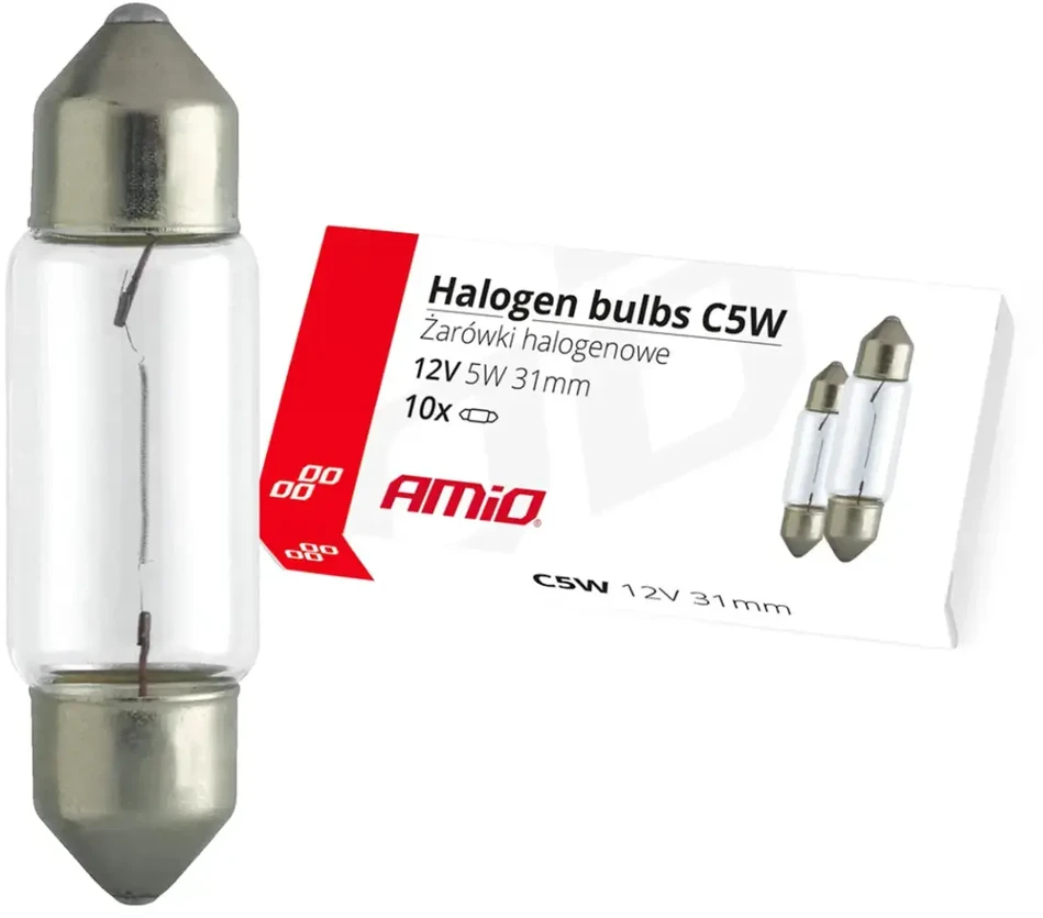 Halogeninės lemputės C5W festono formos 31mm 12V 10 vnt. amio-02553