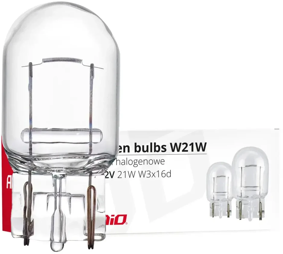 Halogeninės lemputės T20 W21W W3x16D 12V 10 vnt. amio-02551