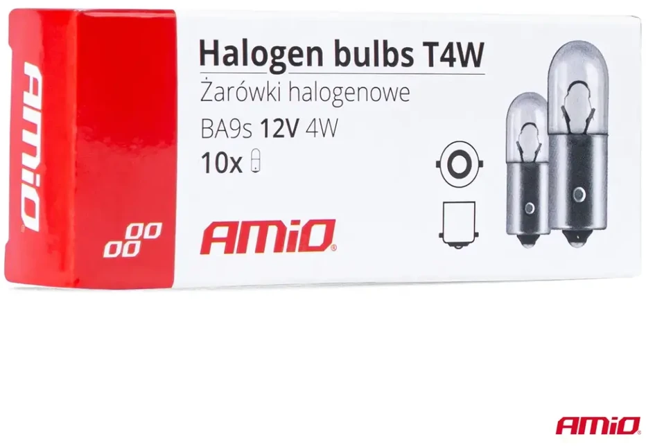 Halogeninės lemputės T4W 12V 4W BA9S 10 vnt. amio-03370