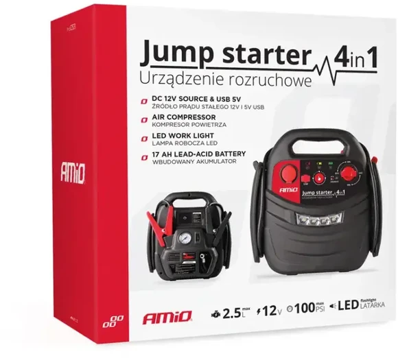 Projektorius Paleidimo įrenginys jump starter booster 4in1 12V 17Ah 900A amio-05126