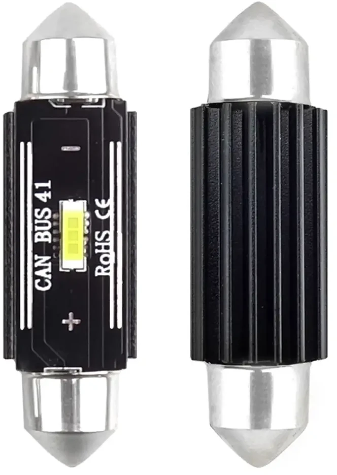 LED lemputės CANBUS 1860 1SMD itin ryškios festono formos C5W C10W C3W 41mm baltos 12V 24V amio-02444