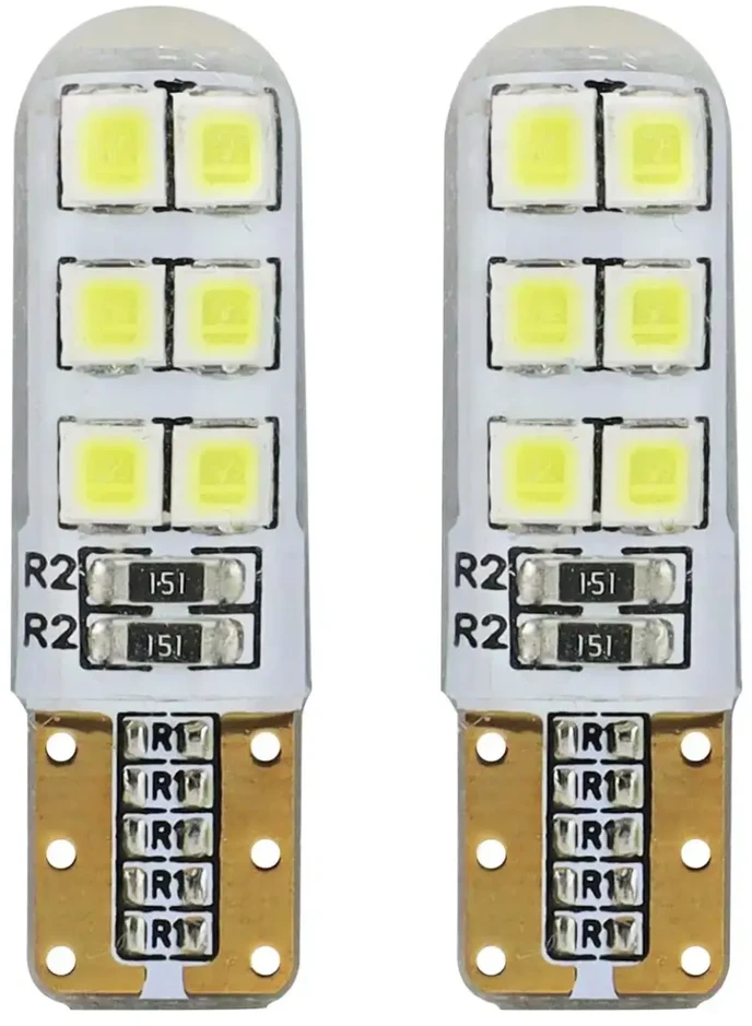 Standartinės LED lemputės T10 W5W 12xSMD 2835 12V silikoninės amio-01095
