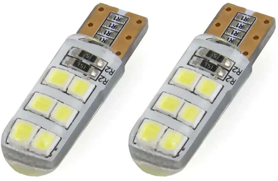 Standartinės LED lemputės T10 W5W 12xSMD 2835 12V silikoninės amio-01095