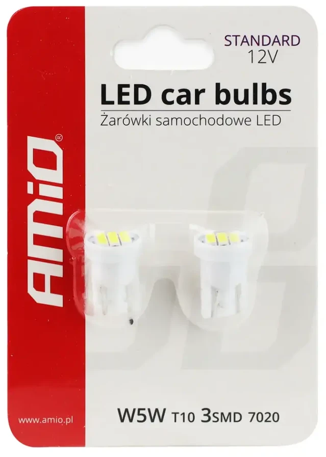 Standartinės LED lemputės T10 W5W 3xSMD 7020 12V amio-01096