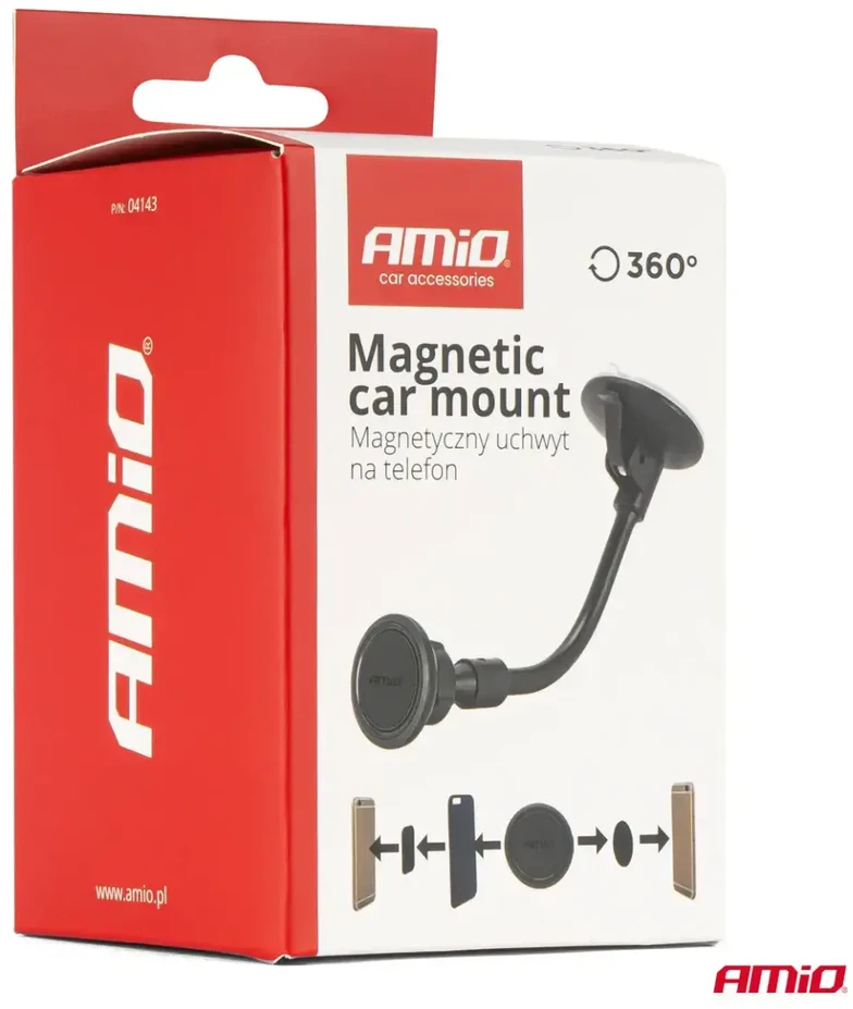 Lankstus magnetinis laikiklis automobiliui ant priekinio stiklo AMiO-04143