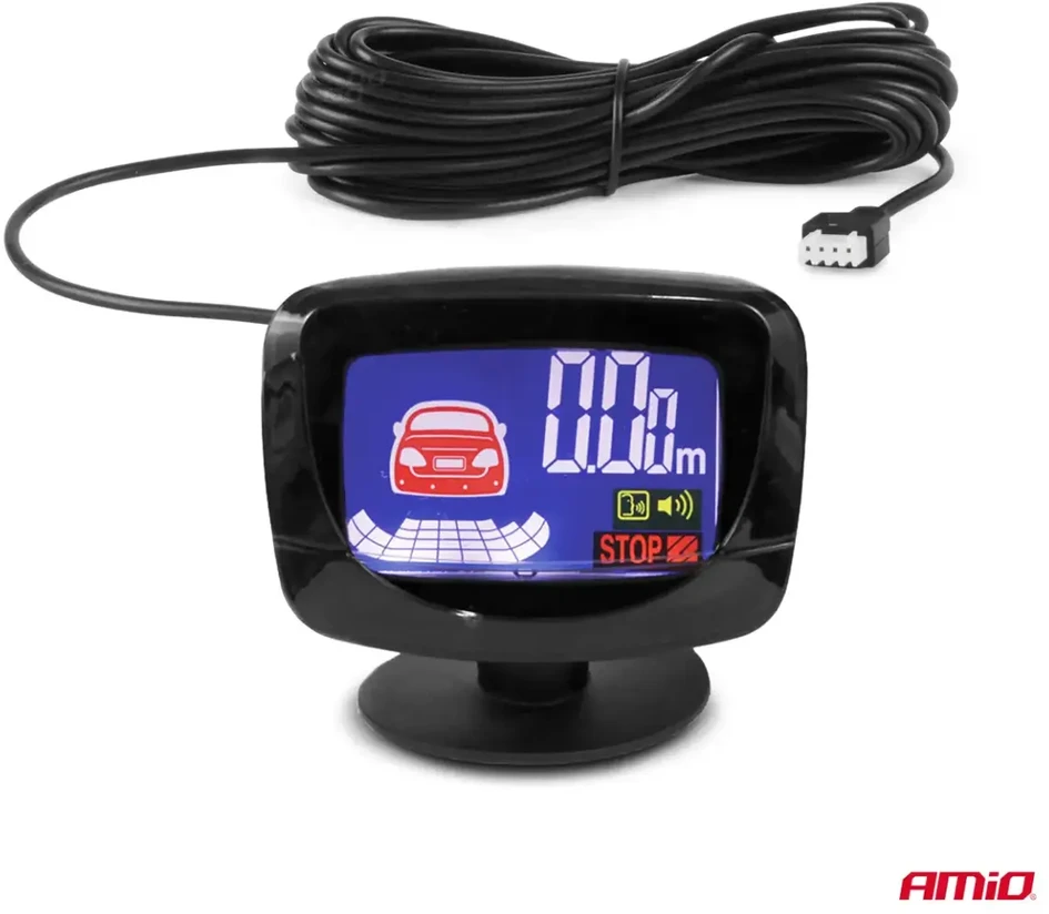 Parkavimo pagalbos sistema LED-GRAF, 4 juodi jutikliai 19 mm, sunkvežimiams AMIO-02280