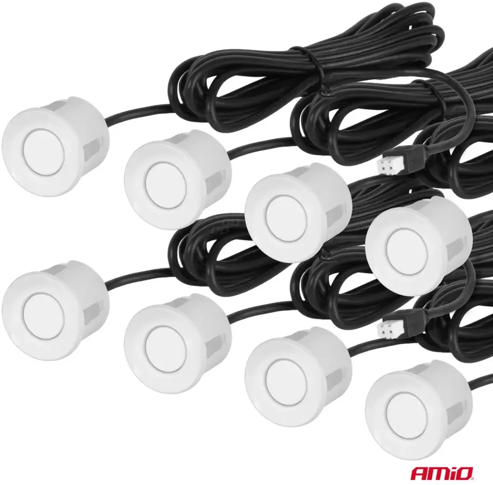 Parkavimo jutiklių rinkinys LED-GRAF, 8 balti jutikliai 22 mm AMIO-01600