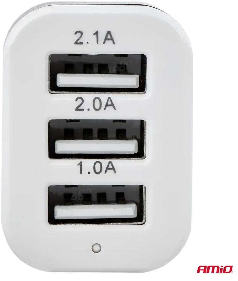 Amio Automobilinis telefono įkroviklis 3xUSB baltas PCH-03