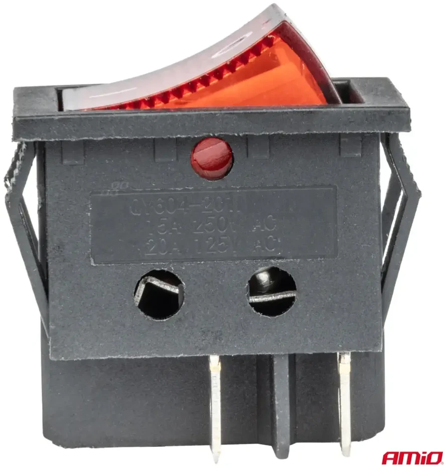 Amio Stačiakampis jungiklis 12V/230V, raudonas