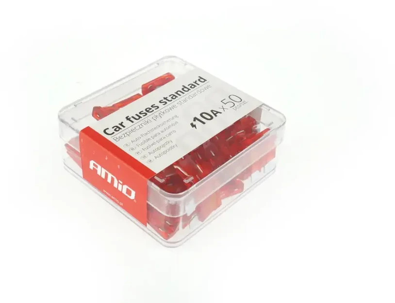 Standartinė automobilio saugiklių dėžutė, 50 vnt., 10A, amio-01334