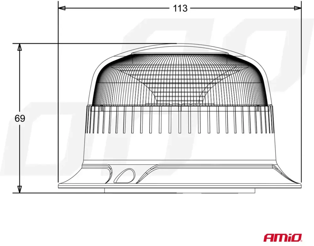 LED įspėjamoji lempa su magnetu W21ml R65 R10 18LED 12/24V IP56 AMIO-02924