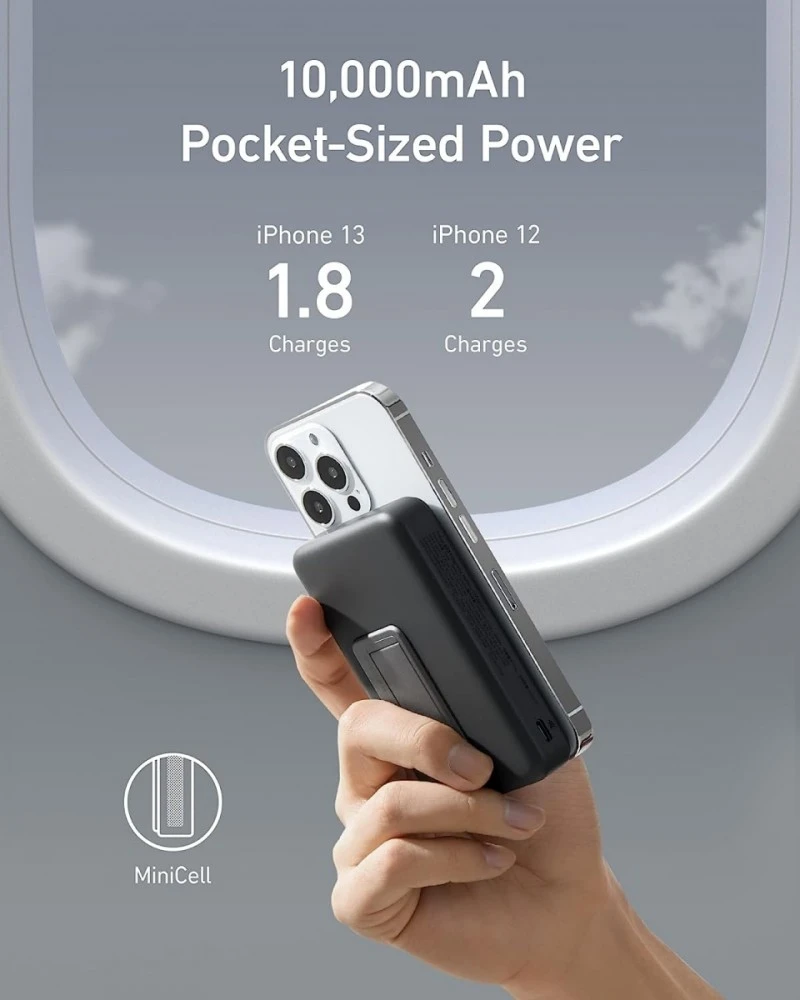 „Anker 633“ magnetinė belaidė išorinė baterija su 27 W USB C prievadu | A1654G11 | 10000 mAh | Juodas