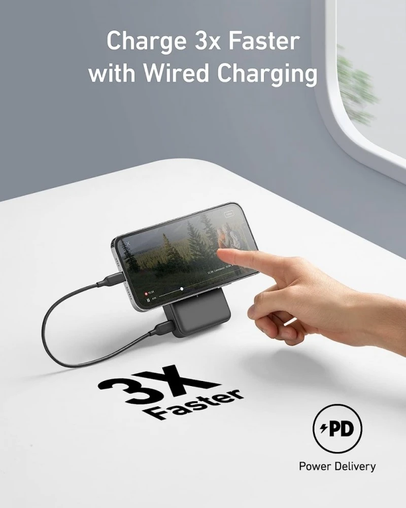 „Anker 633“ magnetinė belaidė išorinė baterija su 27 W USB C prievadu | A1654G11 | 10000 mAh | Juodas