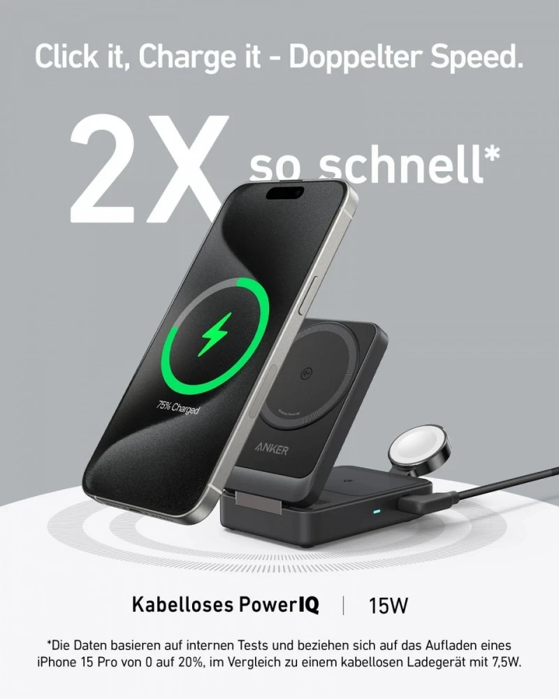 „Anker B2557311“ | Magnetinis belaidis įkroviklis „MagGo“ (Qi 2.0, 15 W)