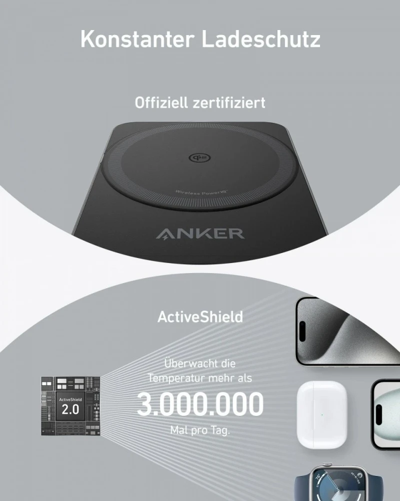 „Anker B2557311“ | Magnetinis belaidis įkroviklis „MagGo“ (Qi 2.0, 15 W)
