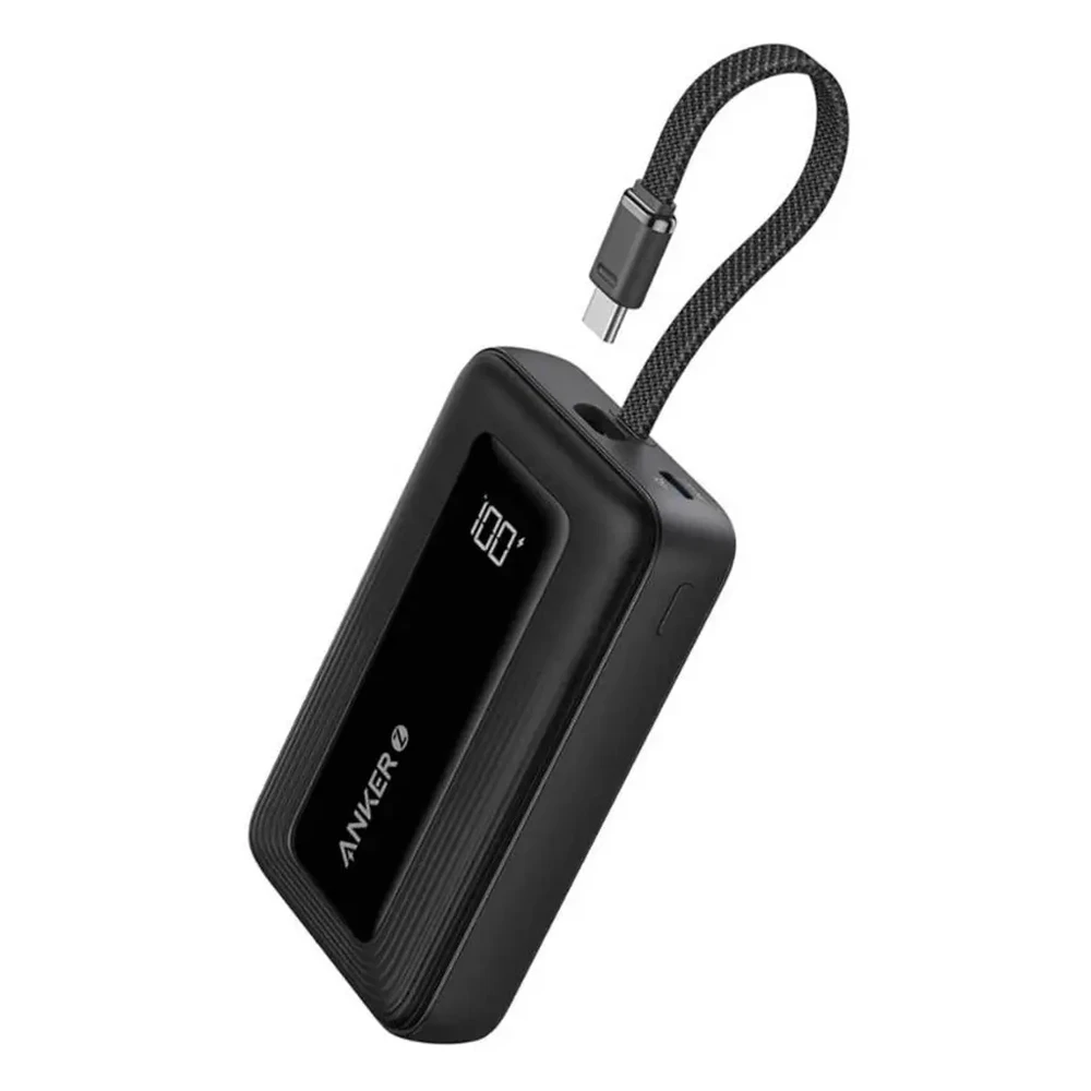Anker išorinė baterija su integruotu USB-C laidu | A1688H11 | 10000 mAh | juoda