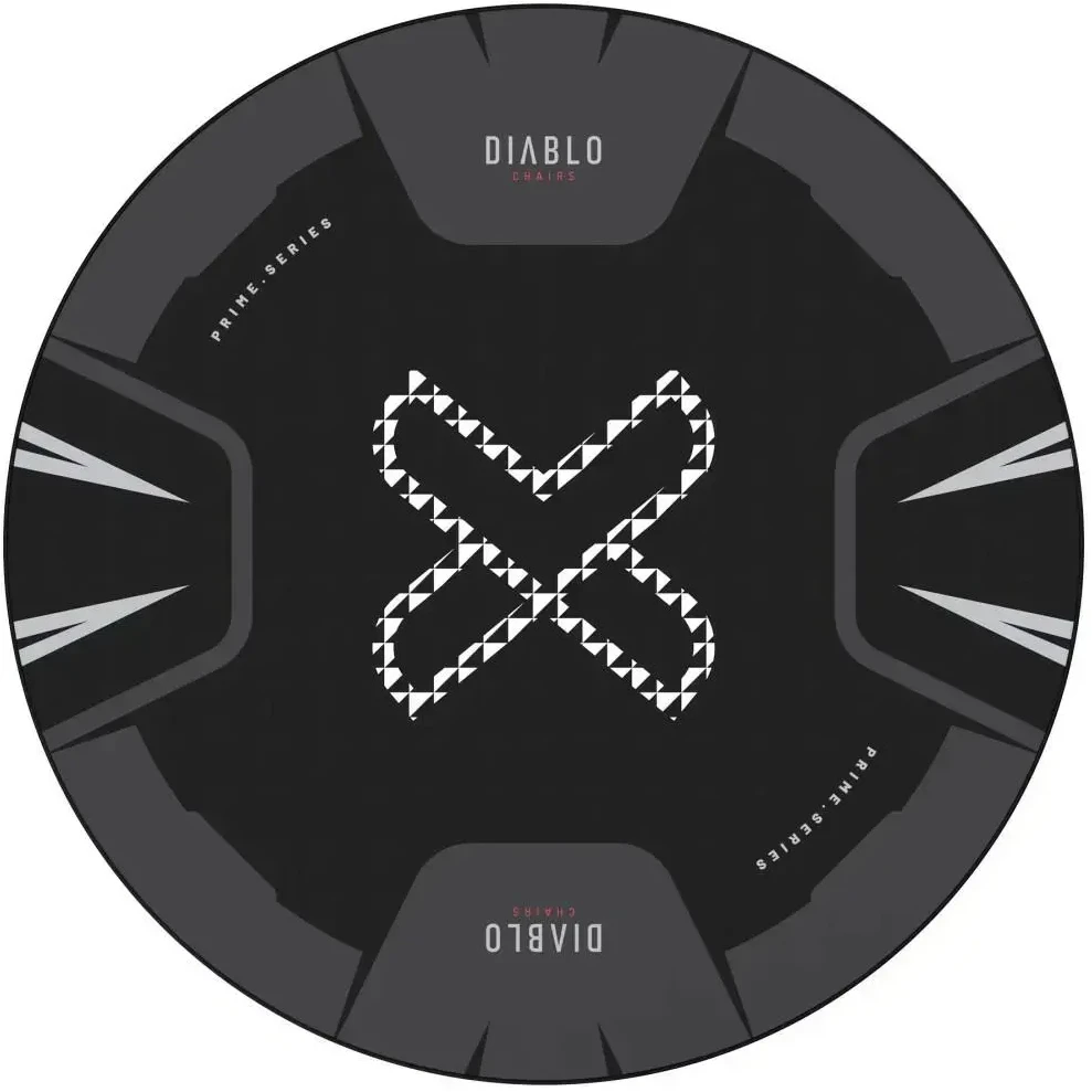 Diablo Chairs neslystantis žaidimų kėdės kilimėlis, juodos ir baltos spalvos