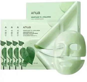 Veido kaukė Anua Heartleaf 70+Hyaluron Soothing Collagen Mask 38 g 4 vnt.