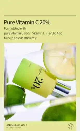 Anua Žalias citrinų ir vitamino C 20 % serumas veidui nuo spuogų, 20 ml