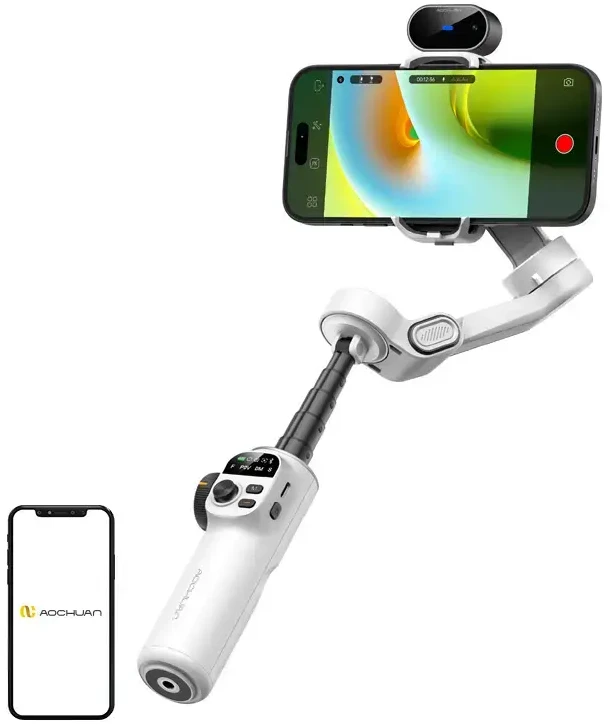 AOCHUAN X2 stabilizatorius su dirbtinio intelekto jutikliu (Baltas)