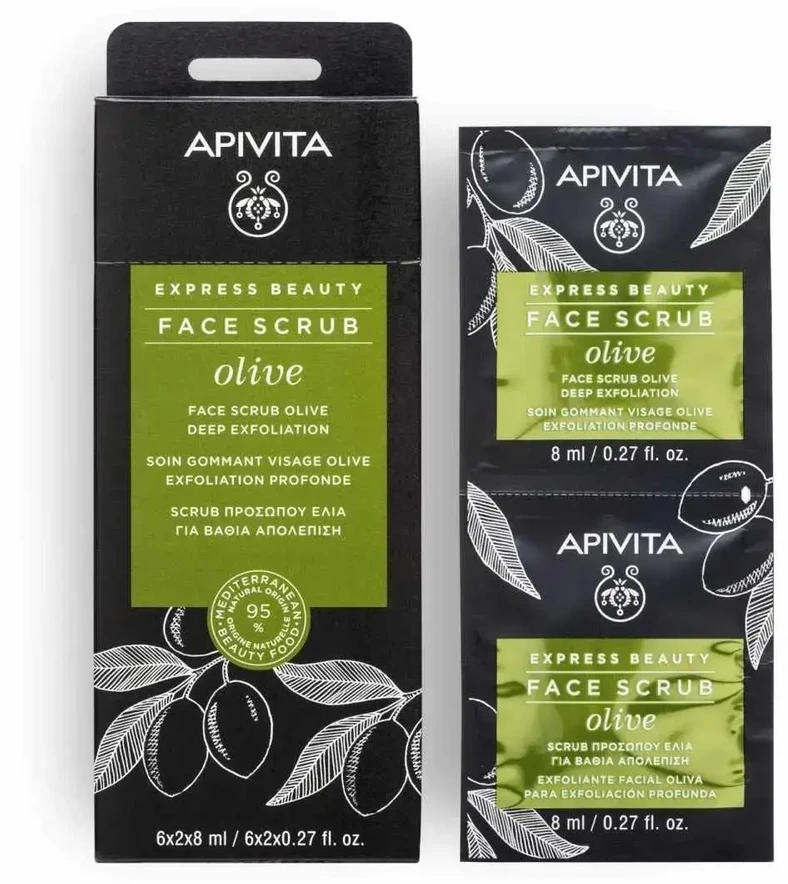 Apivita Olive Exfoliating & Purifying Scrub Mask For Face, 2 vnt., 8 ml