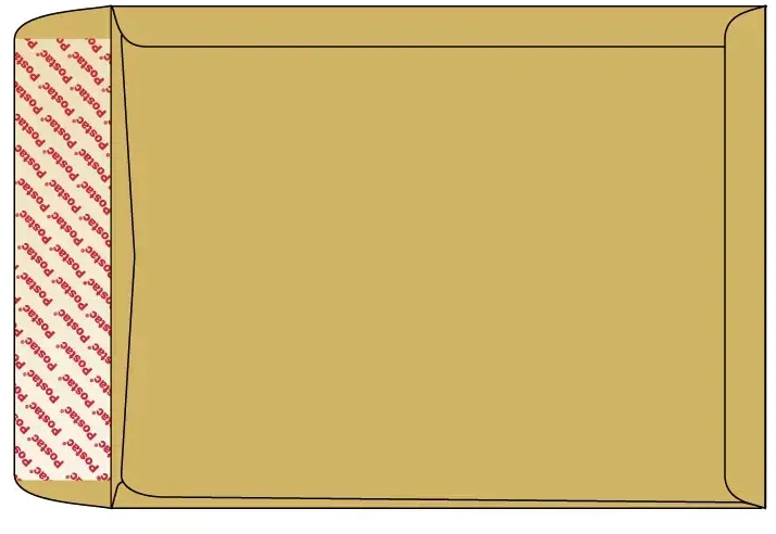 Kuvert Vokas, B4 (250x353x40mm), su praplatėjimu, su nuplėšiama juostele, rudos sp.