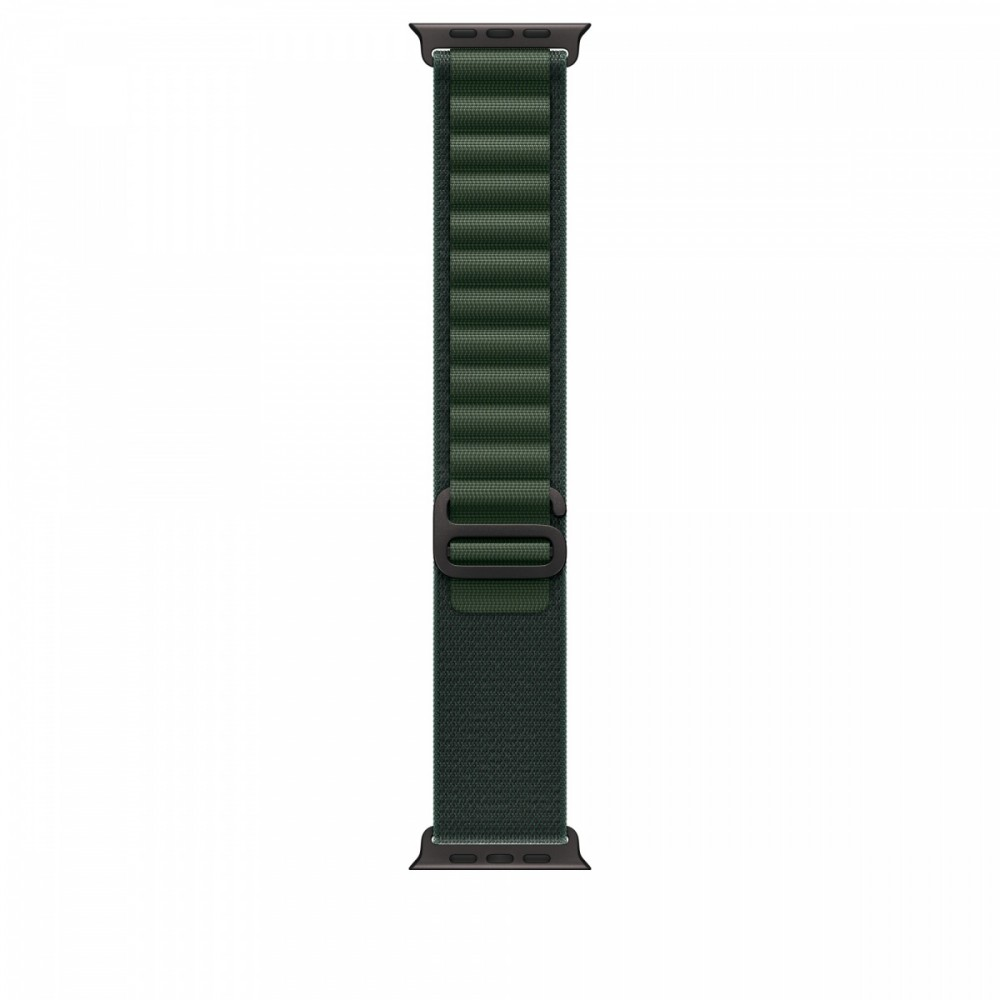 Apple 49mm Dark Žalias Alpine Loop - Large - Juoda Titano apdaila