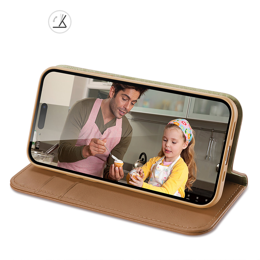 Dux Ducis LEADER LEADER piniginės dėklas HIVO, skirtas IPHONE 15 Pro ruda