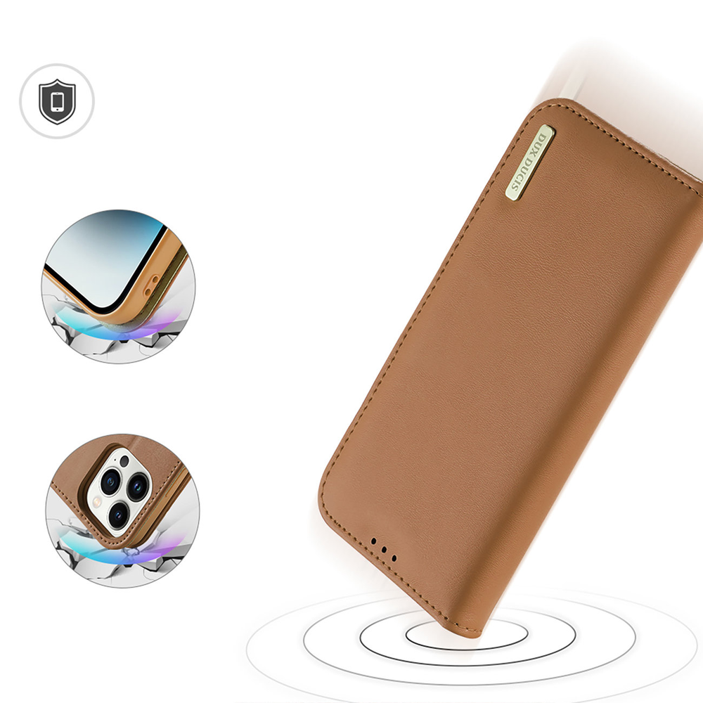 Dux Ducis LEADER LEADER piniginės dėklas HIVO, skirtas IPHONE 15 Pro ruda