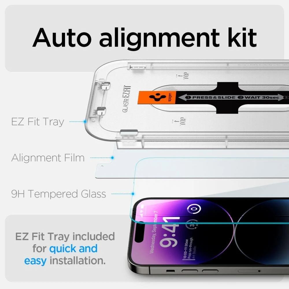 SPIGEN GLAS.TR "GRŪDINTAS STIKLAS EZ FIT" 2 PAKUOTĖS IPHONE 14 PRO CLEAR