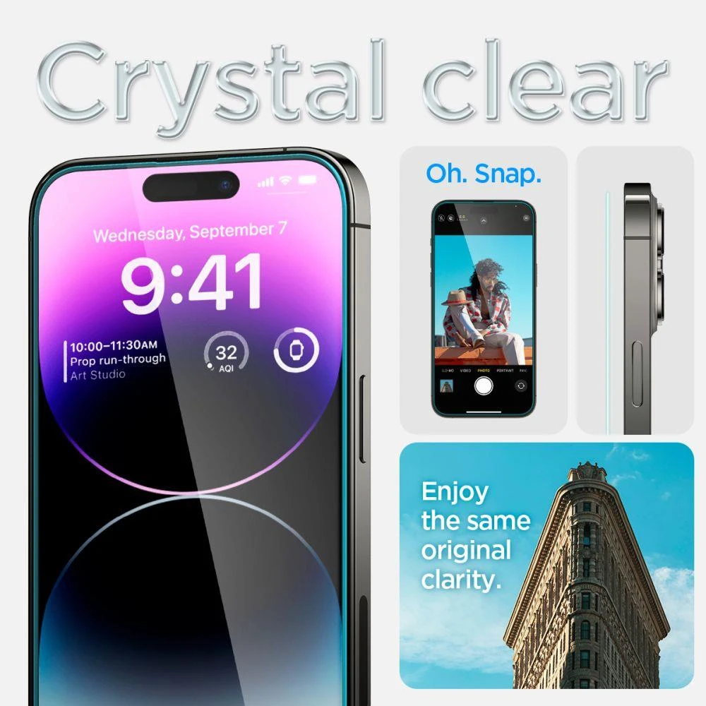 SPIGEN GLAS.TR "GRŪDINTAS STIKLAS EZ FIT" 2 PAKUOTĖS IPHONE 14 PRO CLEAR