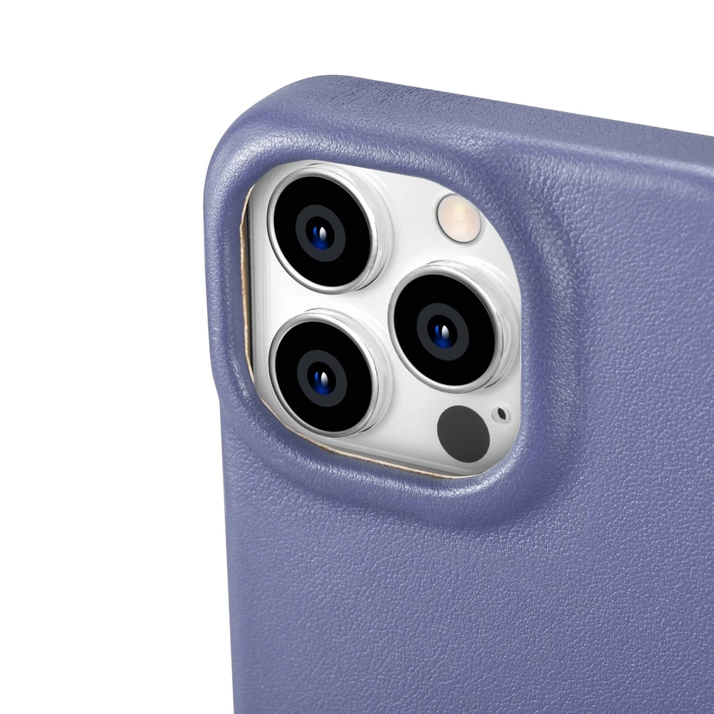 iCarer CE Premium Leather Apple iPhone 14 Pro Magnetic atverčiamas Leather MagSafe Light dėklas telefonui violetinės spalvos (WMI14220714-LP)