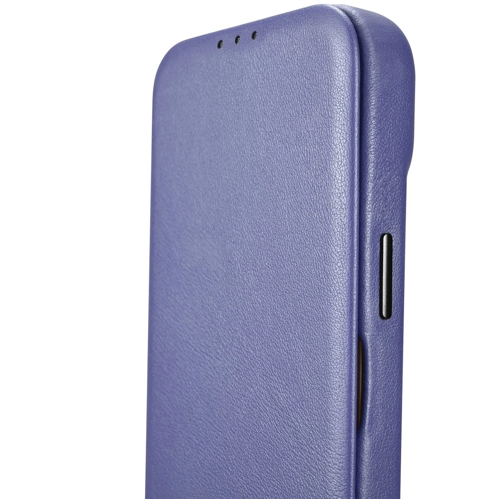 iCarer CE Premium Leather Apple iPhone 14 Pro Magnetic atverčiamas Leather MagSafe Light dėklas telefonui violetinės spalvos (WMI14220714-LP)