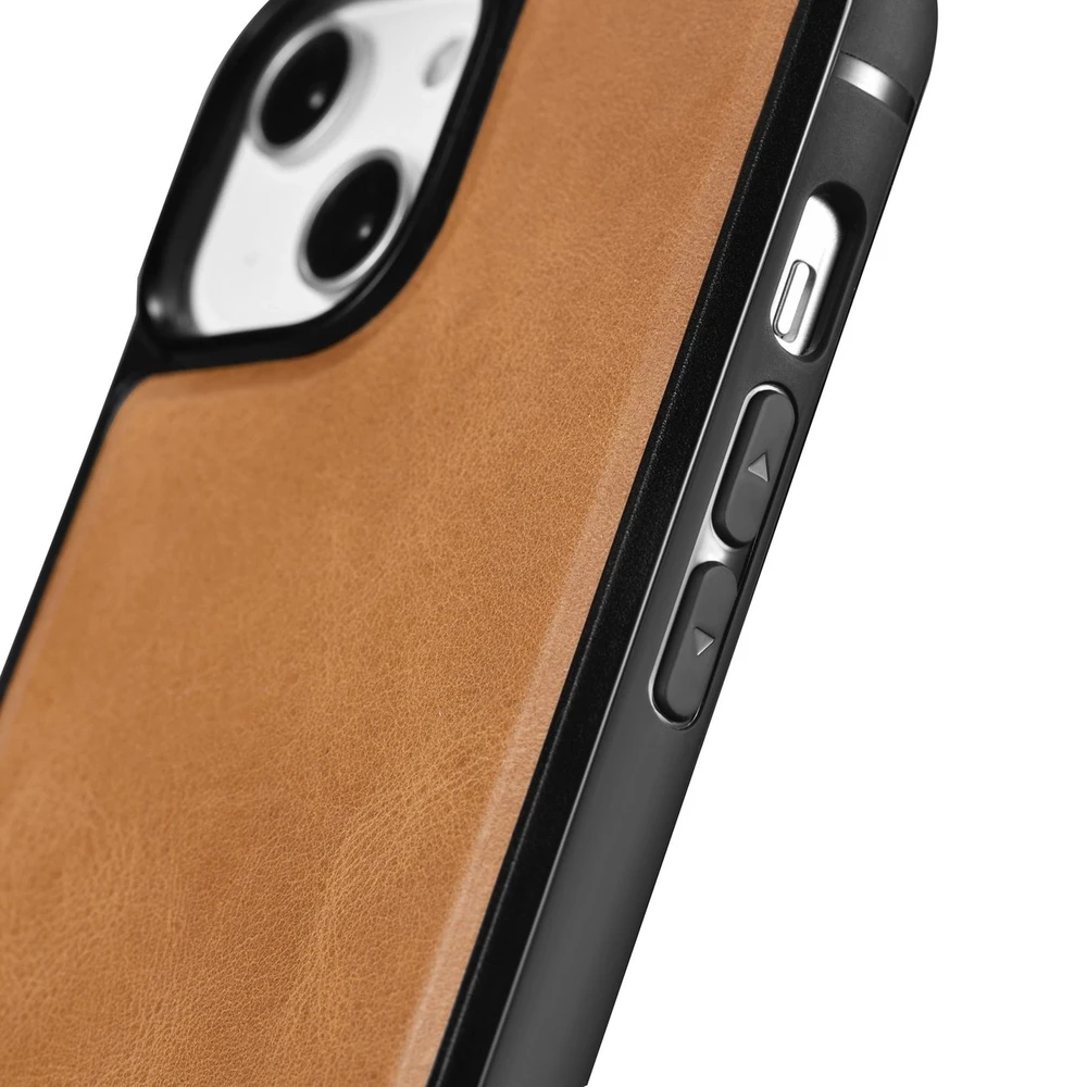 iCarer Leather Oil Wax covered with natural leather Apple iPhone 14 dėklas telefonui rudos spalvos (WMI14220717-TN)