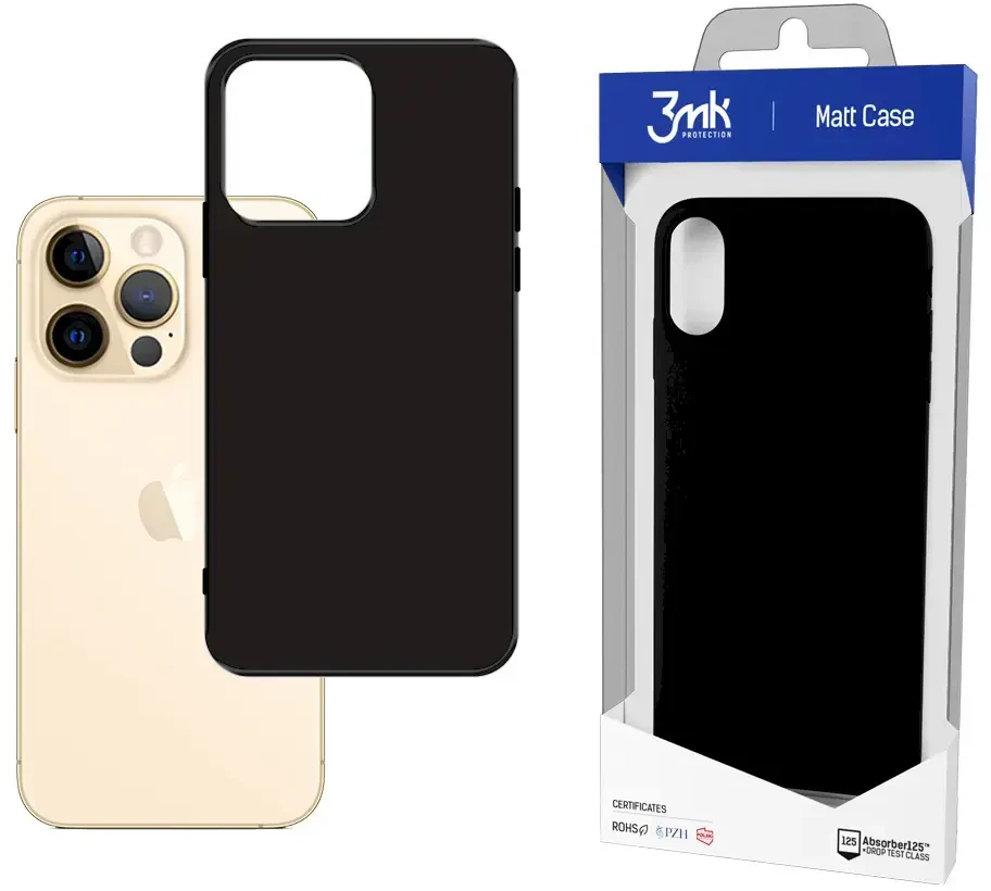3MK skirtas iPhone 13 Pro, Juodas, Matt Case