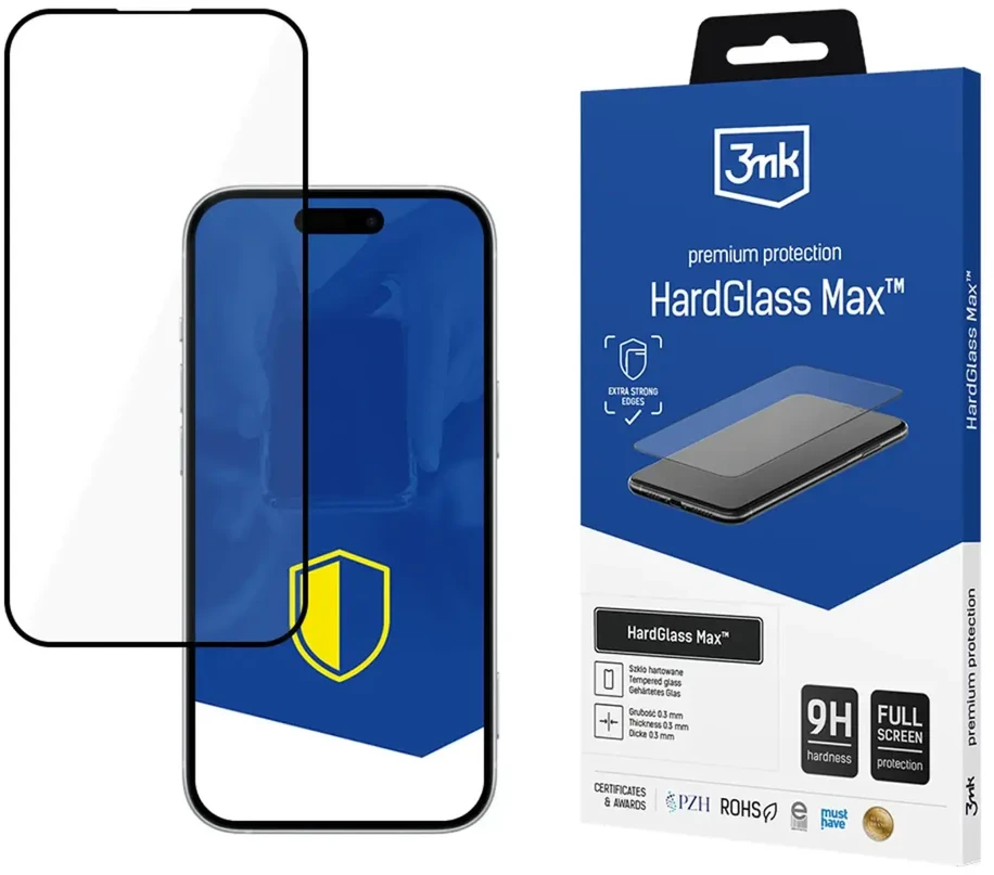 3mk HardGlass Max - Apsauginis stiklas skirtas iPhone 17 Pro (Juodas)