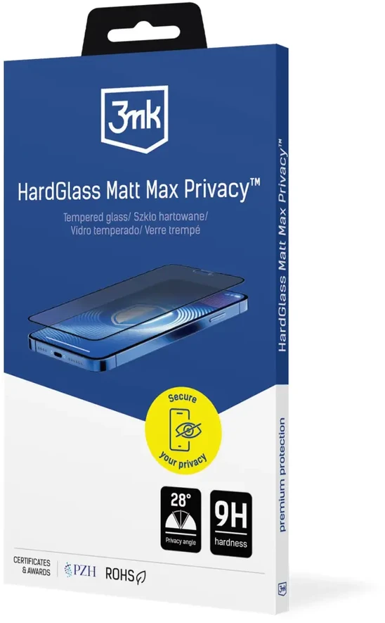 3mk HardGlass Matt Max Privacy grūdintas stiklas, skirtas iPhone 18 Pro