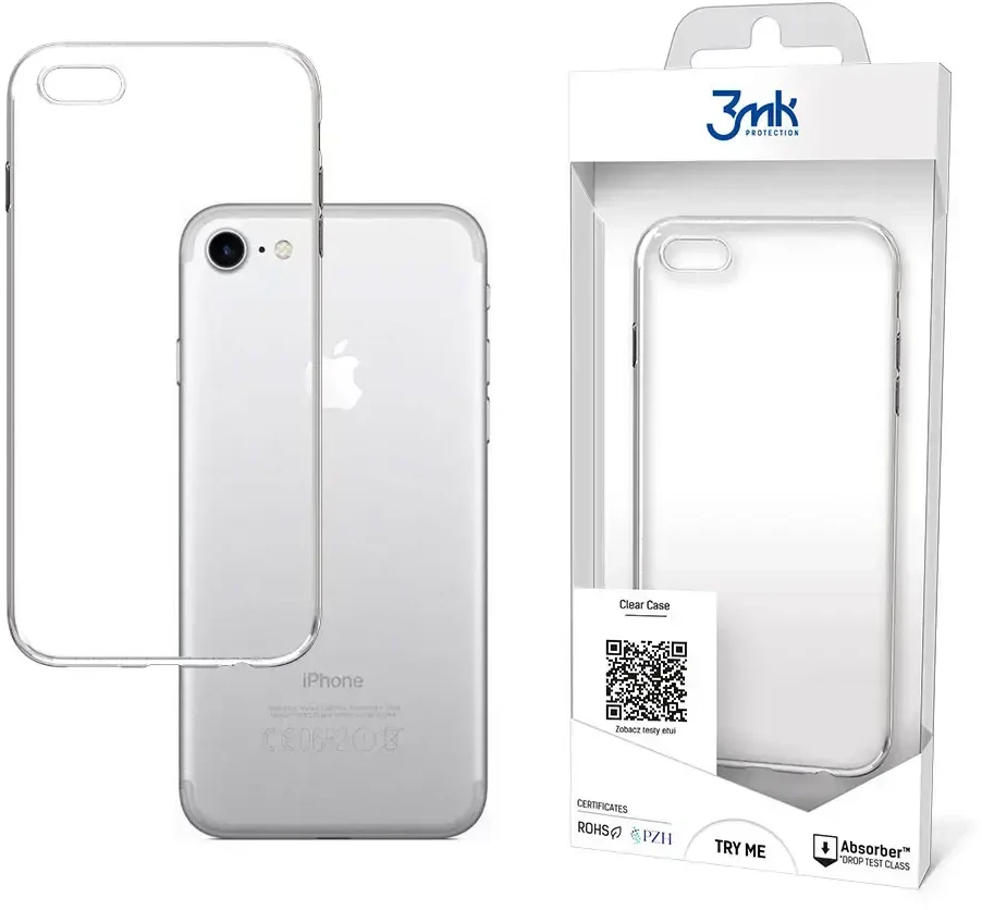 Dėklas 3MK skaidraus dėklo galinis dangtelis, Apple, iPhone 7/8, TPU, skaidrus