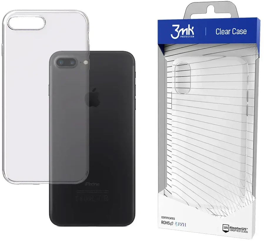 Dėklas 3MK skaidraus dėklo galinis dangtelis, Apple, iPhone 7 Plus/8 Plus, TPU, skaidrus