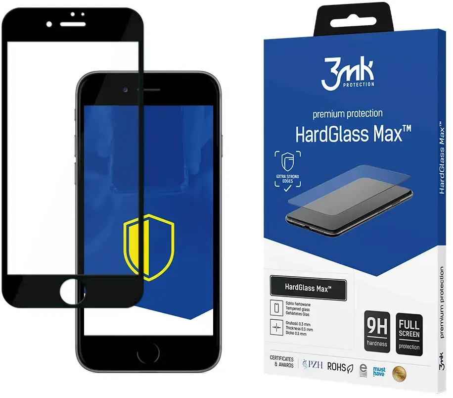 3MK HardGlass Max ekrano apsauga, Apple, iPhone 7 Plus, grūdintas stiklas, skaidrus/Juodas