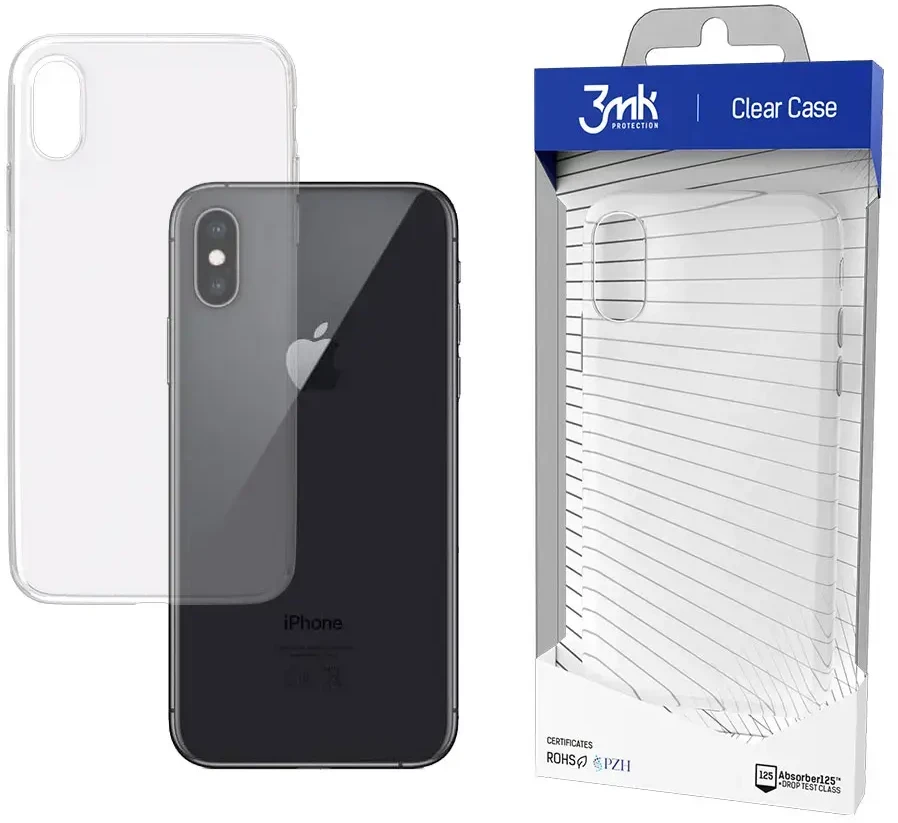 Dėklas 3MK skaidraus dėklo galinis dangtelis, Apple, iPhone X, TPU, skaidrus