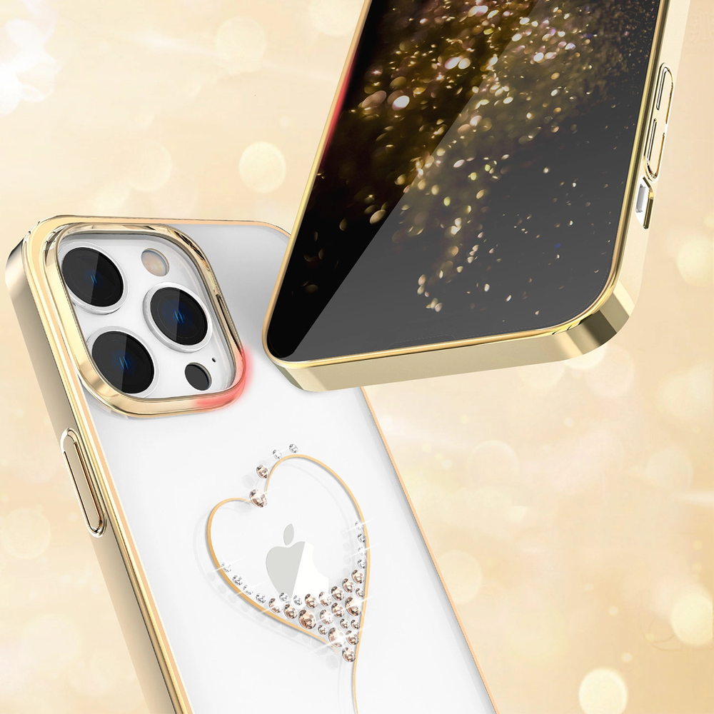 Dėklas Silikonas su Swarovski kristalais Kingxbar Wish Series Apple iPhone 14 Plus - auksinis
