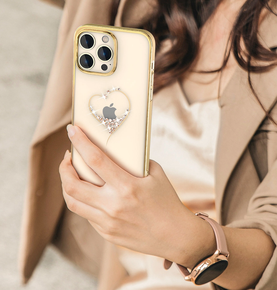 Dėklas Silikonas su Swarovski kristalais Kingxbar Wish Series Apple iPhone 14 Plus - auksinis