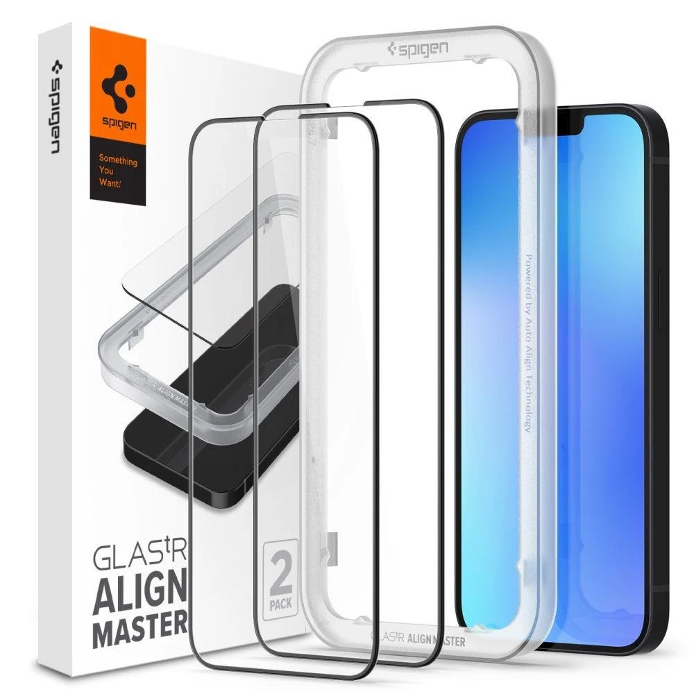 Ekrano apsauga Spigen tR Align Master 2 Pack, FC juodas - iPhone 14 Plus/iPhone 13 Pro Max