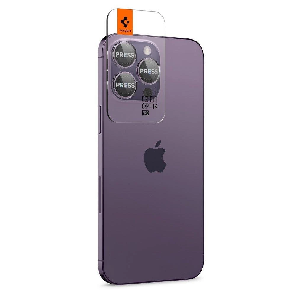Spigen Glass EZ Fit Optik Pro 2 Pack, deep violetinė – Apple iPhone 14 Pro/Apple iPhone 14 Pro Max