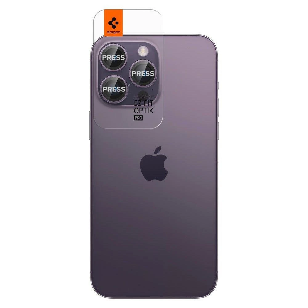 Spigen Glass EZ Fit Optik Pro 2 Pack, deep violetinė – Apple iPhone 14 Pro/Apple iPhone 14 Pro Max