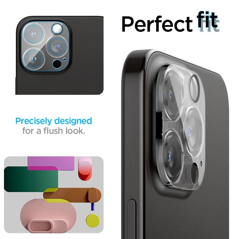 Kameros apsauga Apple iPhone 14 Pro / 14 Pro Max / 15 Pro / 15 Pro Max Spigen Optik. TR ”EZ FIT” Camera Protector 2-pack Clear