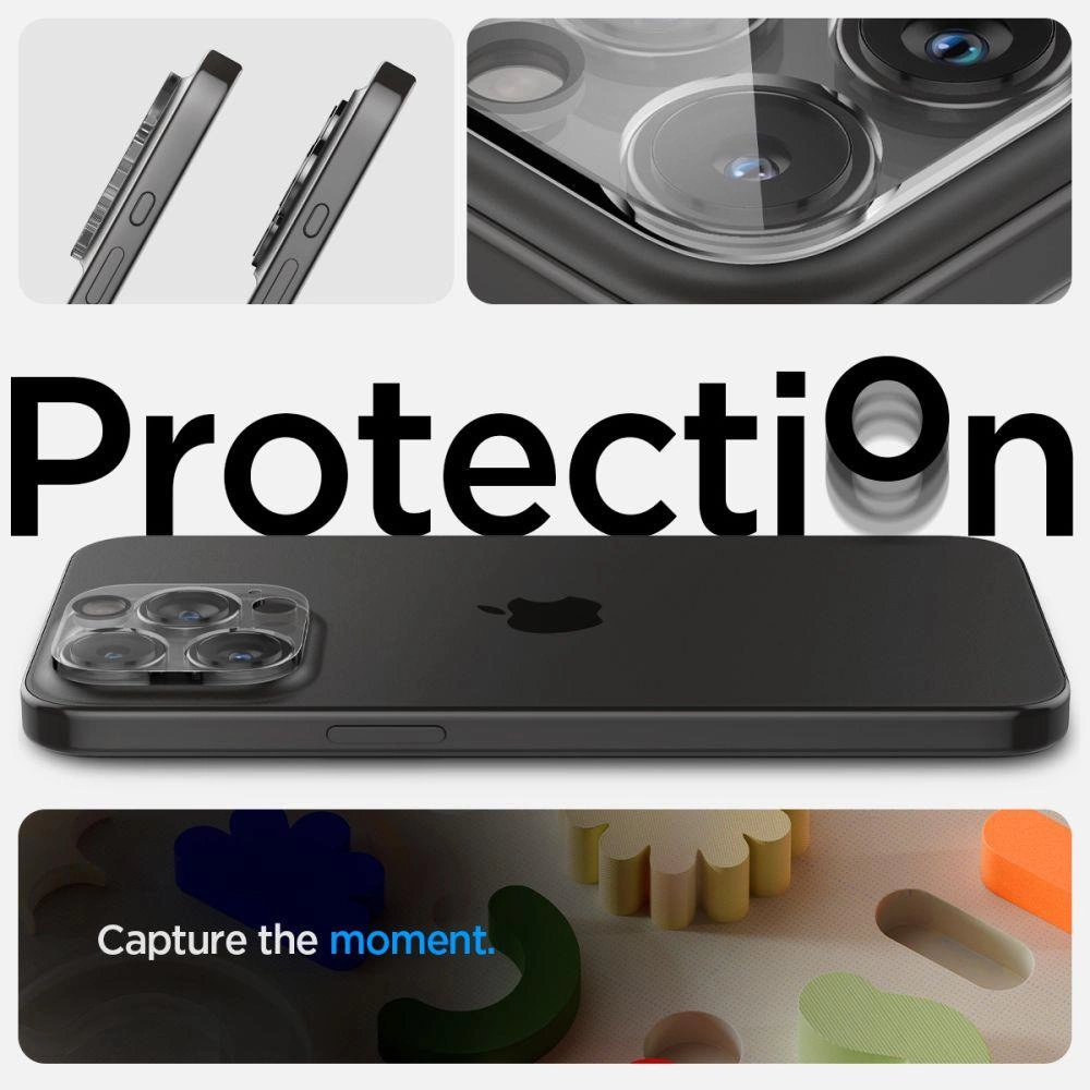 Kameros apsauga Apple iPhone 14 Pro / 14 Pro Max / 15 Pro / 15 Pro Max Spigen Optik. TR ”EZ FIT” Camera Protector 2-pack Clear